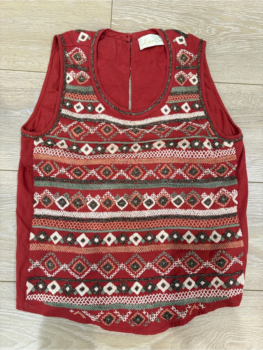 Love Sam Anthropologie Beads Embroidered Tank Top Size XS